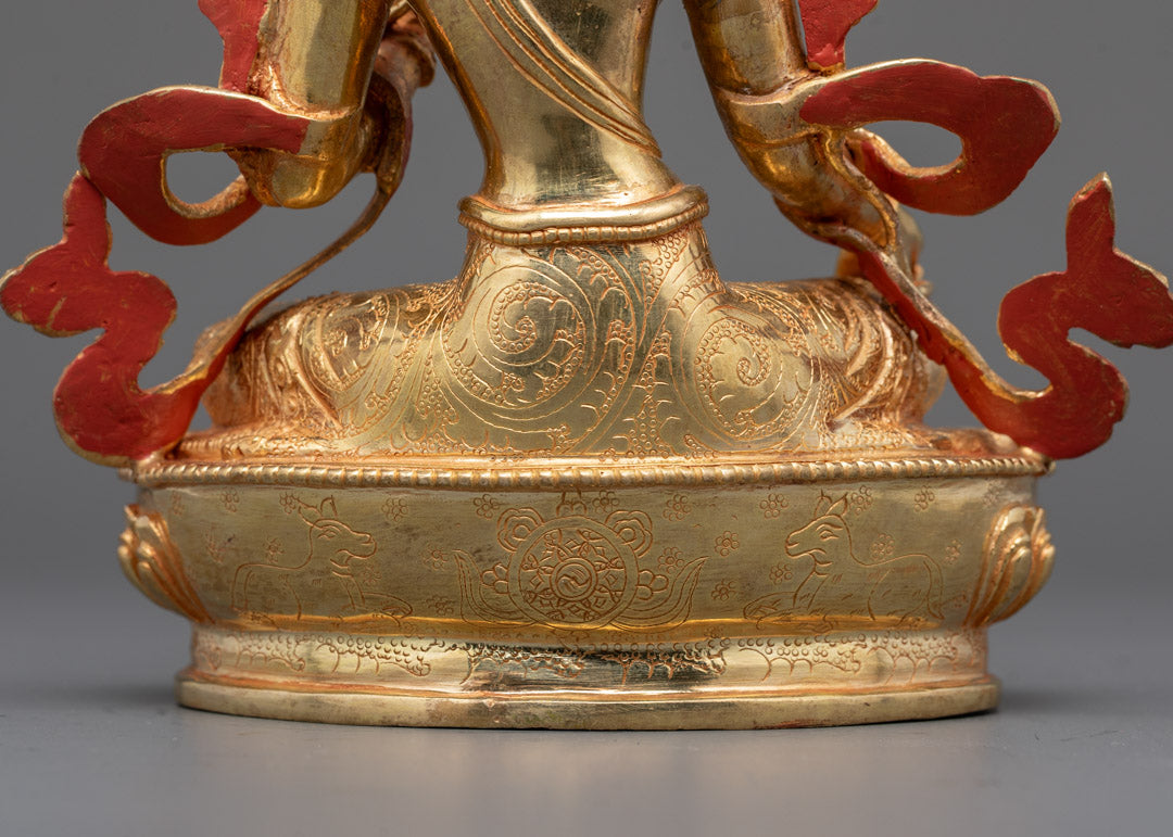 Green Tara Traditional Statue From Nepal | Fire Gilded in 24k Gold