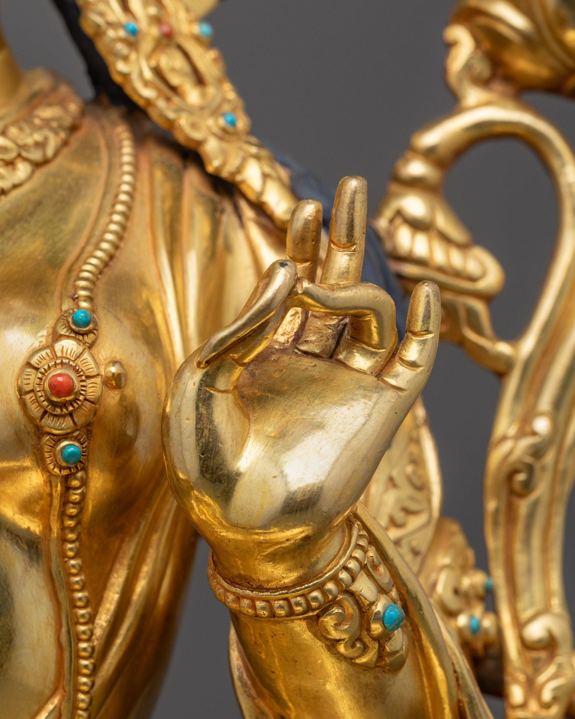 Handcrafted Green Tara Statue | Buddhist Sculpture for Altar Decor