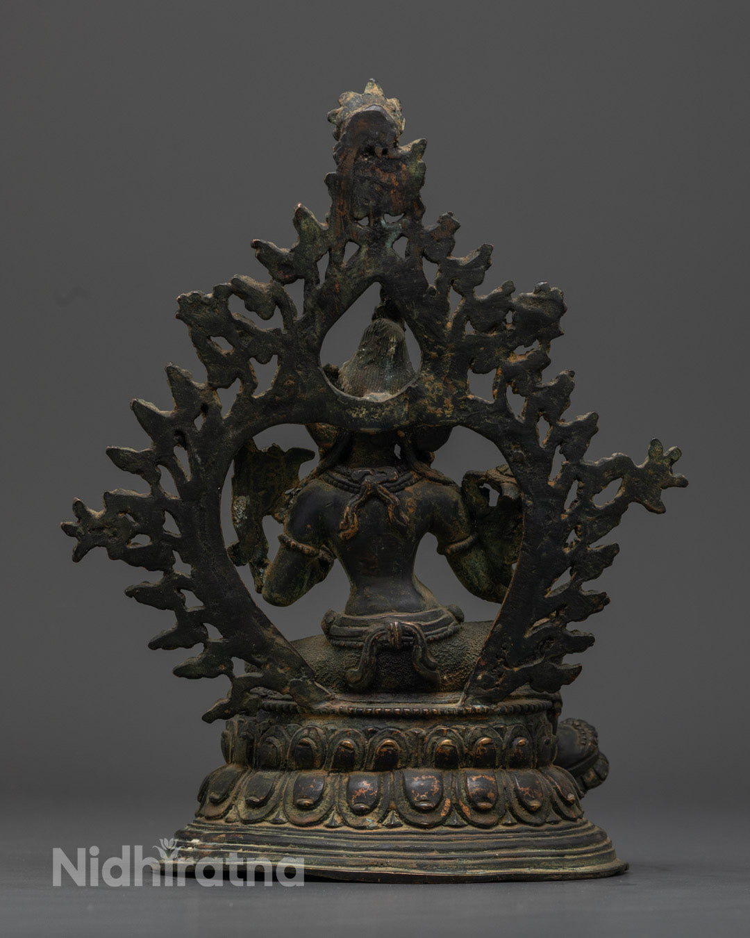 Oxidized Green Tara Statue | Antique-Finish Tibetan Goddess