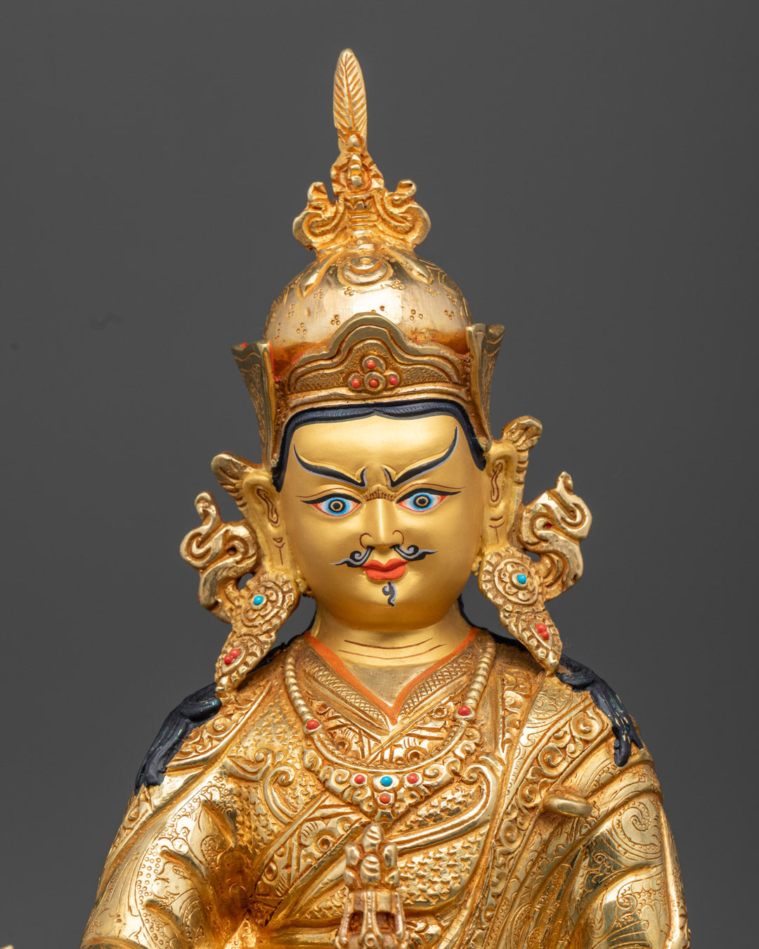 Guru Rinpoche Statue | Fine Gold-Plated Copper Sculpture