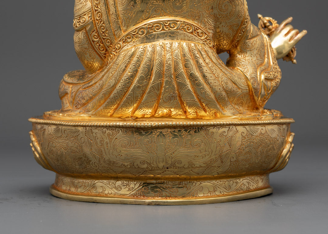 Guru Rinpoche Statue | Fine Gold-Plated Copper Sculpture