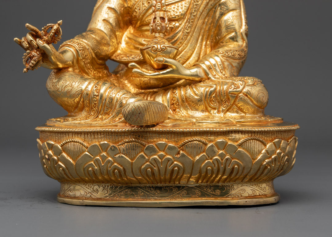 Guru Rinpoche Statue | Fine Gold-Plated Copper Sculpture