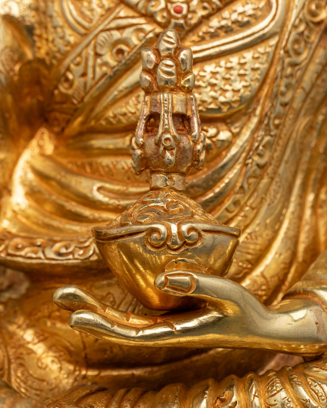 Guru Rinpoche Statue | Fine Gold-Plated Copper Sculpture