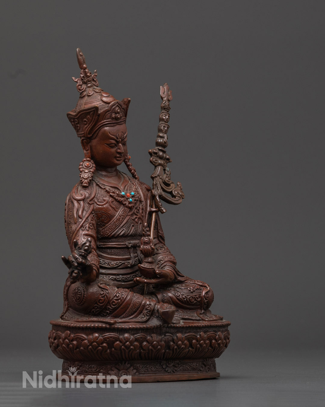 Traditionally Carved Guru Padmasambhava Buddhist Sculpture