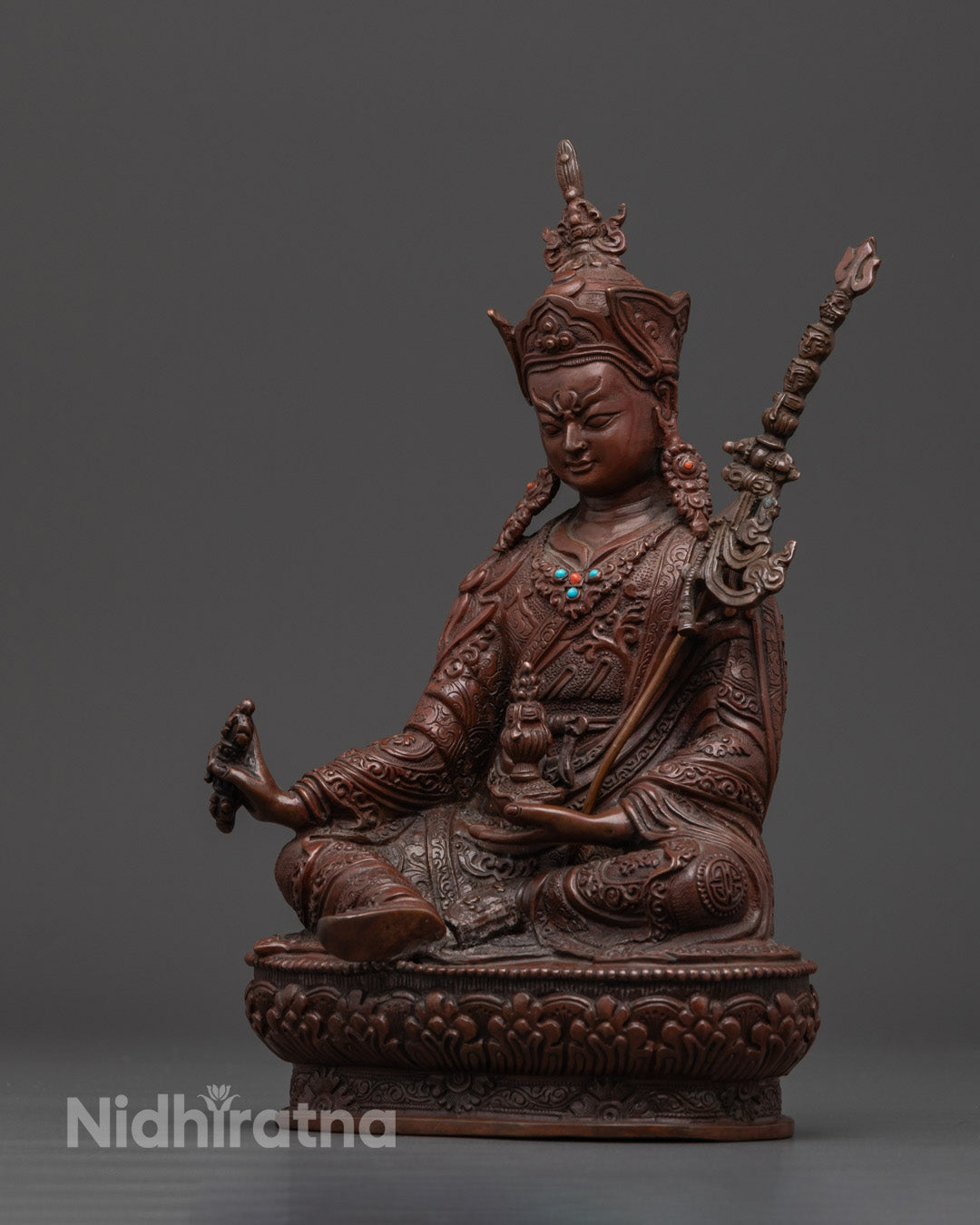 Traditionally Carved Guru Padmasambhava Buddhist Sculpture