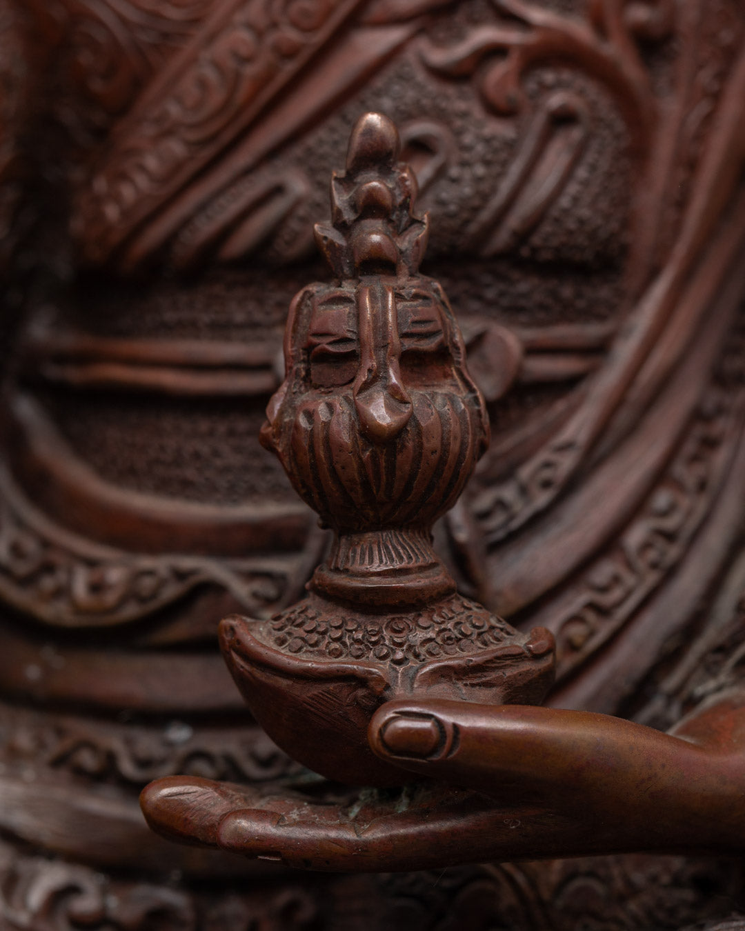 Traditionally Carved Guru Padmasambhava Buddhist Sculpture