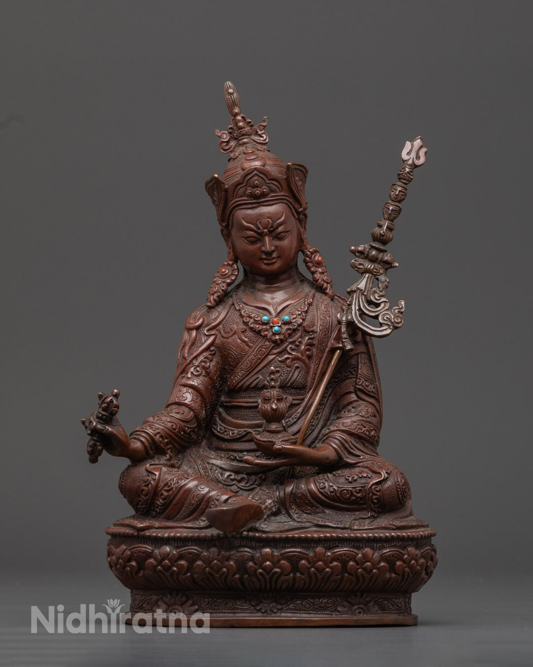Traditionally Carved Guru Padmasambhava Buddhist Sculpture