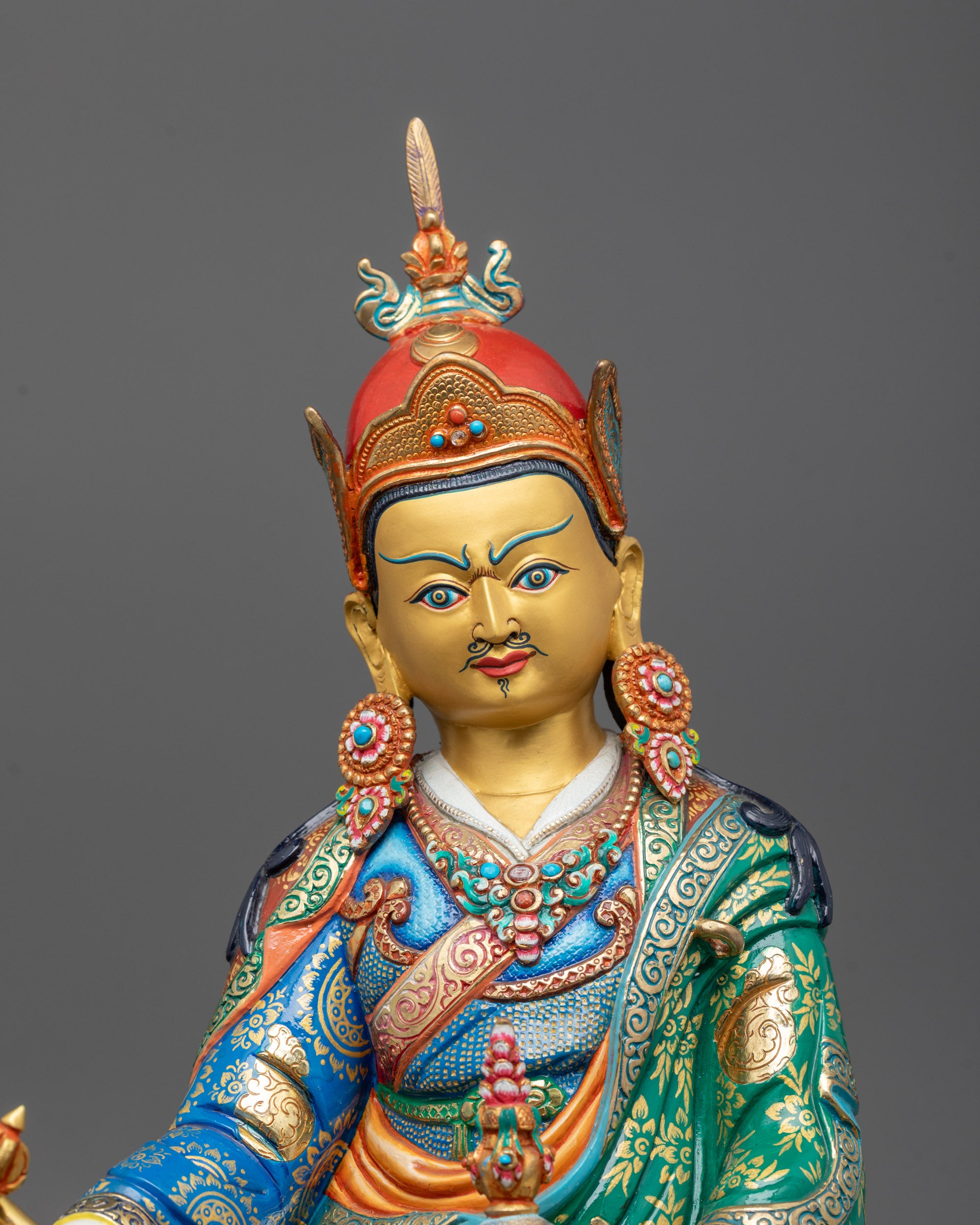 Nepalese Guru Rinpoche Statue | Spiritual Tibetan Buddhist Sculpture