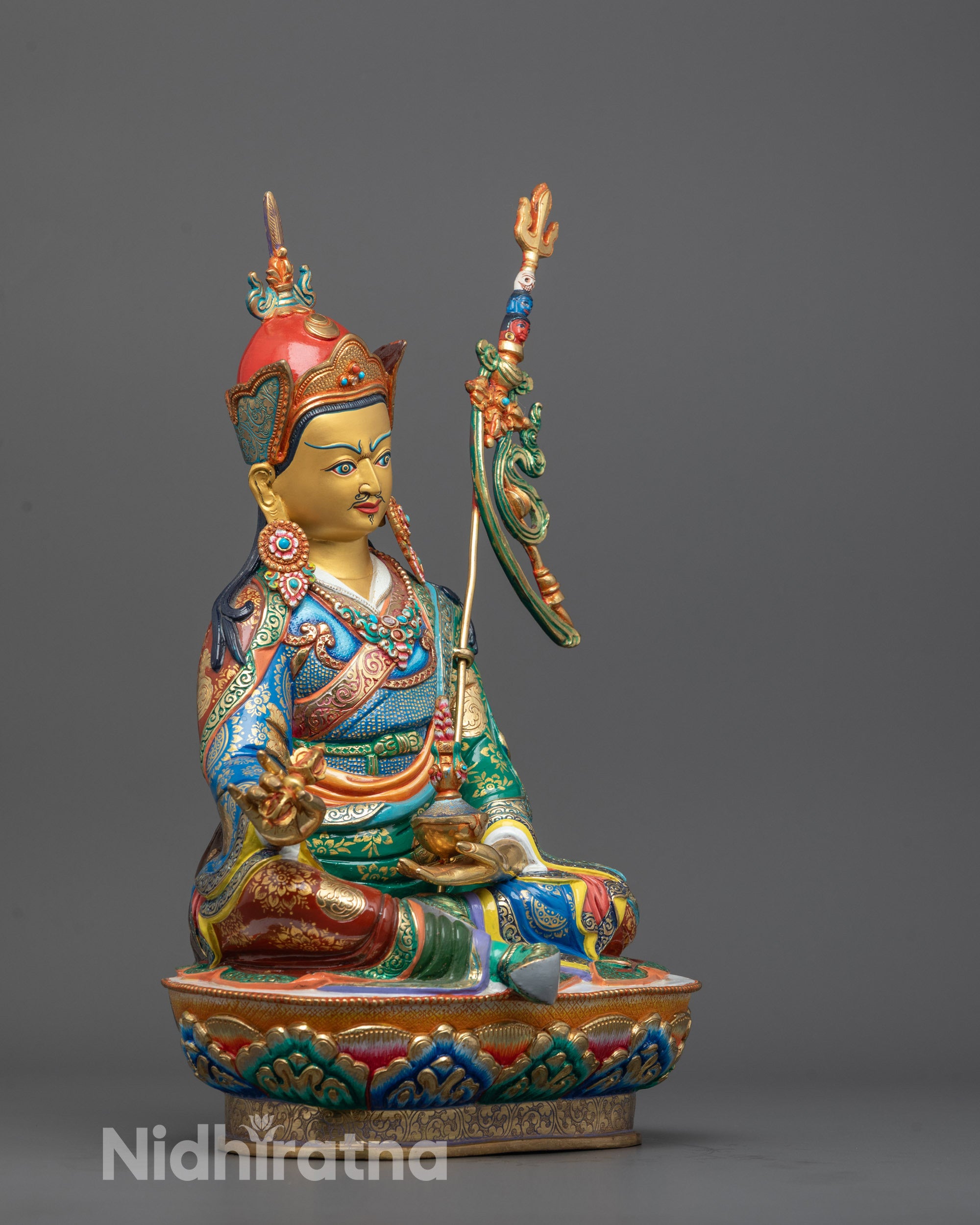 Nepalese Guru Rinpoche Statue | Spiritual Tibetan Buddhist Sculpture