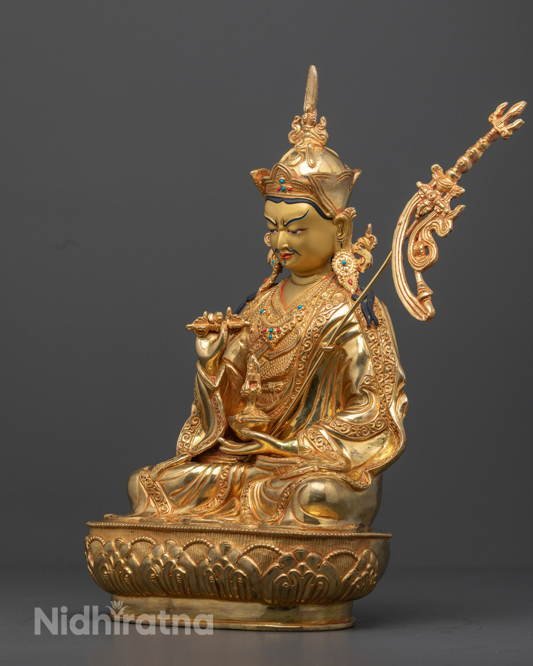 Handcrafted Guru Tsokye Dorje Sculpture | 24K Gold Gilded
