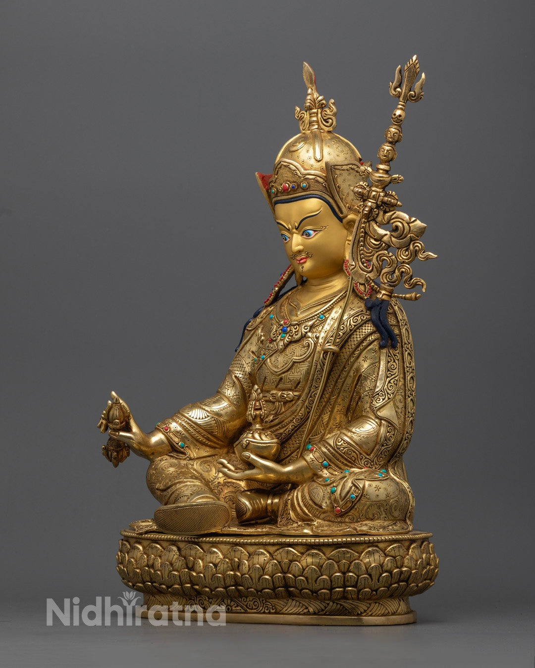 Golden Guru Rinpoche Statue | The Lotus-Born Master