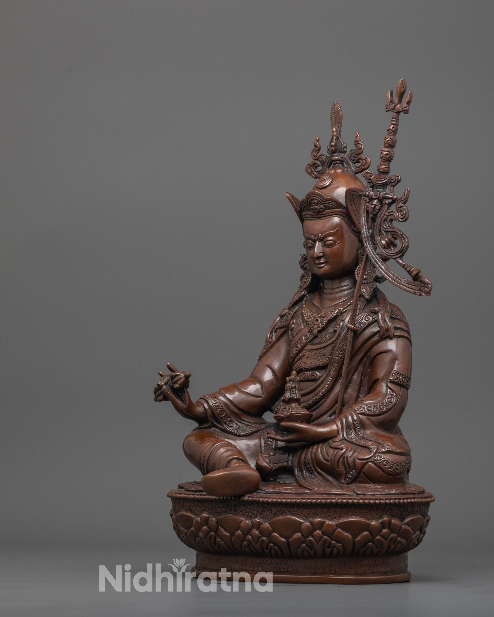 Oxidized Guru Rinpoche Statue | Himalayan Padmasambhava Sculpture