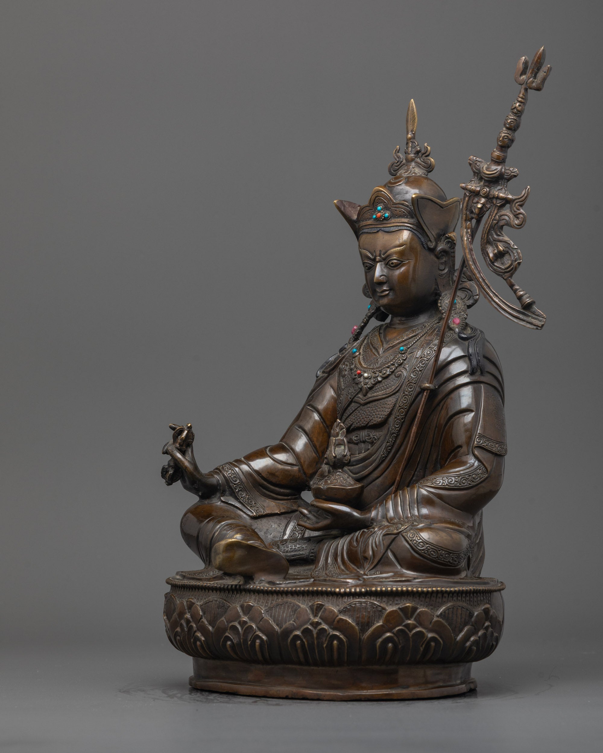 Buy Oxidized Guru Rinpoche Statue | Sacred Tibetan Buddhist Sculpture