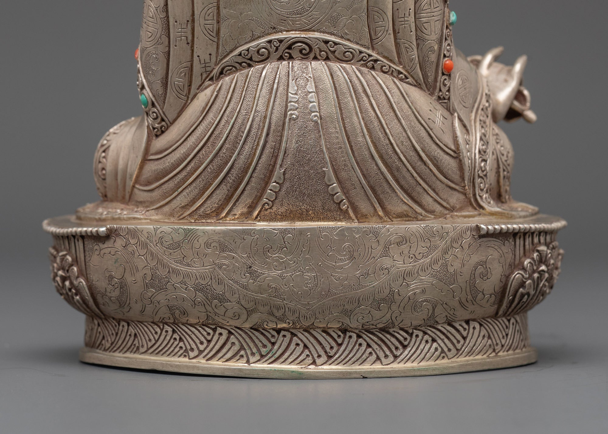 Handmade Pure Silver Guru Rinpoche Statue | Spiritual Protection Icon