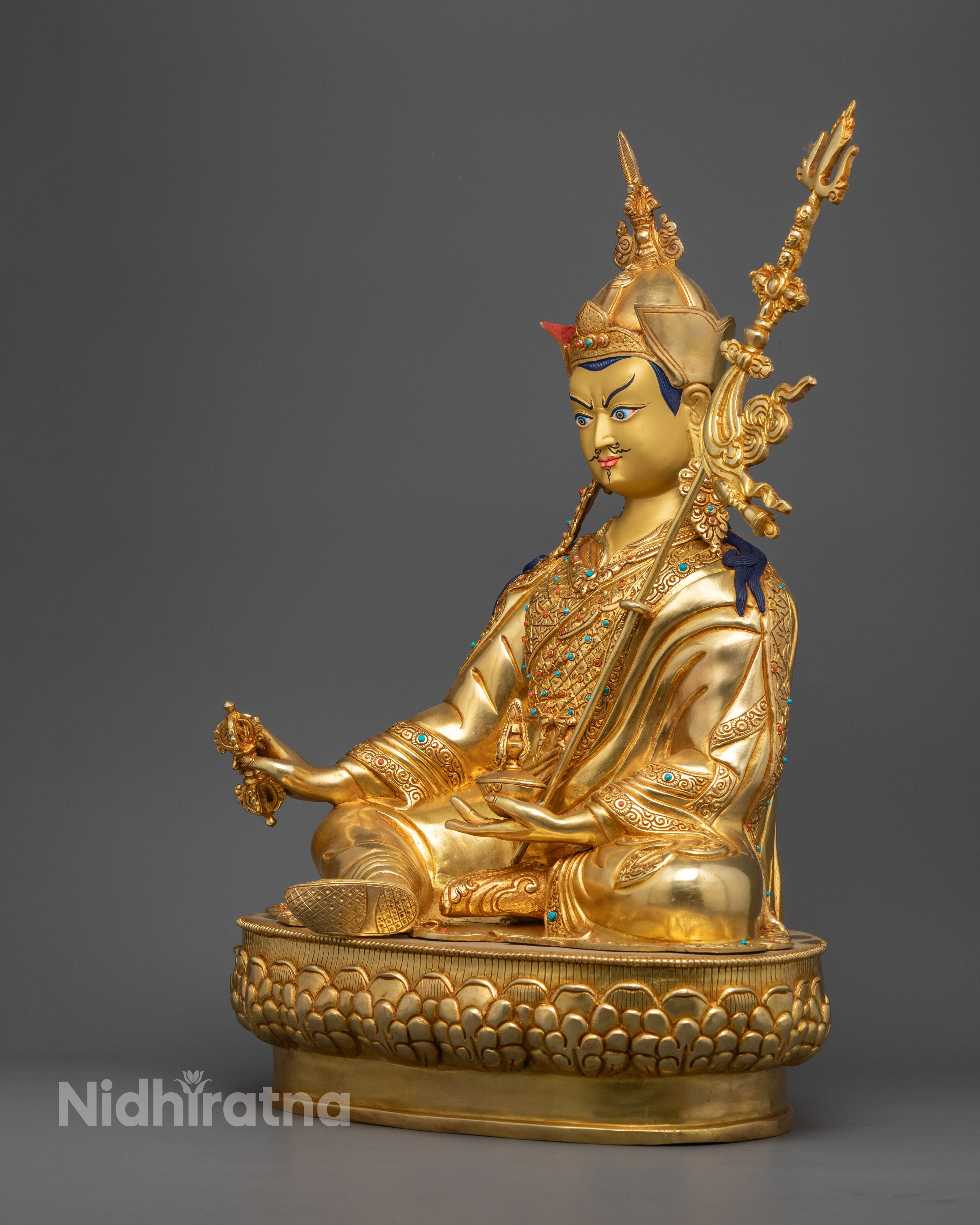 Guru Rinpoche Statue | Hand-Carved Tibetan Padmasambhava Sculpture