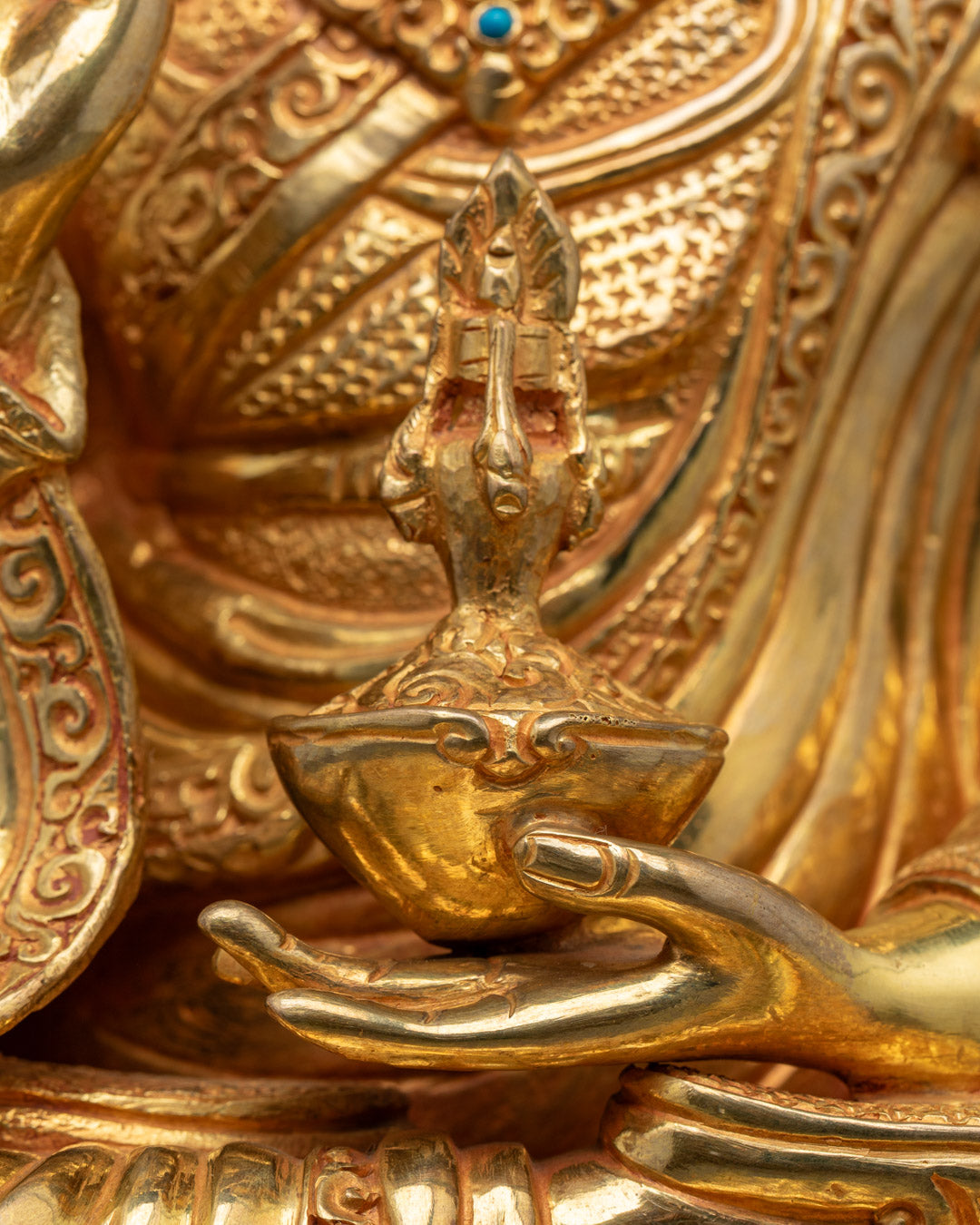 Handcrafted Guru Tsokye Dorje Sculpture | 24K Gold Gilded