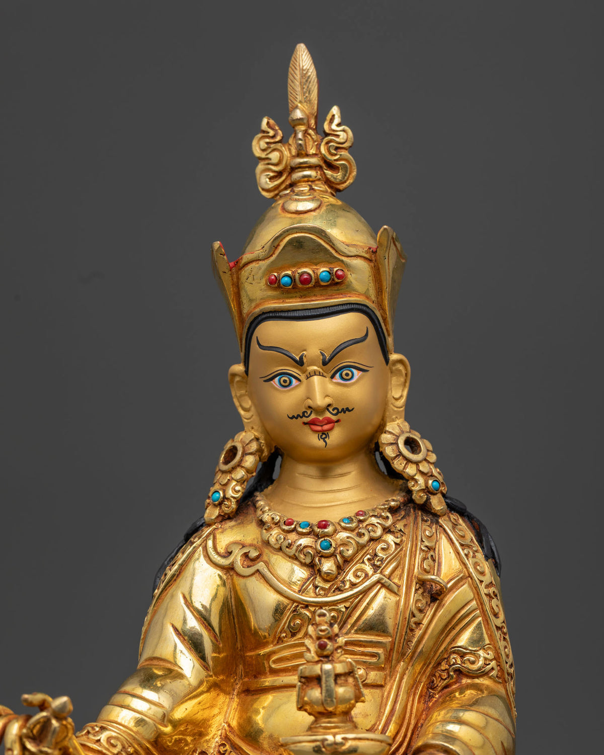 Gold-Gilded Guru Rinpoche Statue | Embodiment of Enlightenment