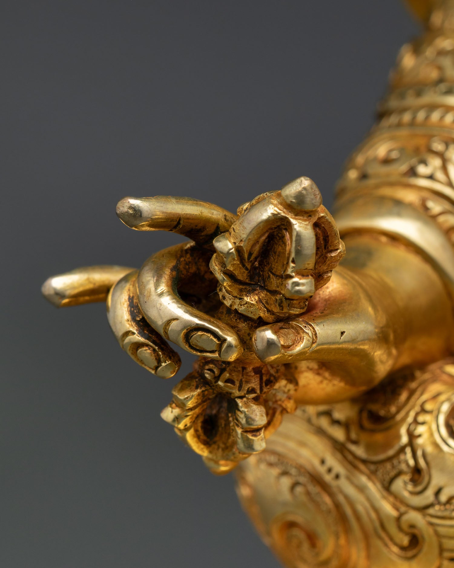 Guru Rinpoche Statue | Gold Fire-Gilded Meditation Artwork