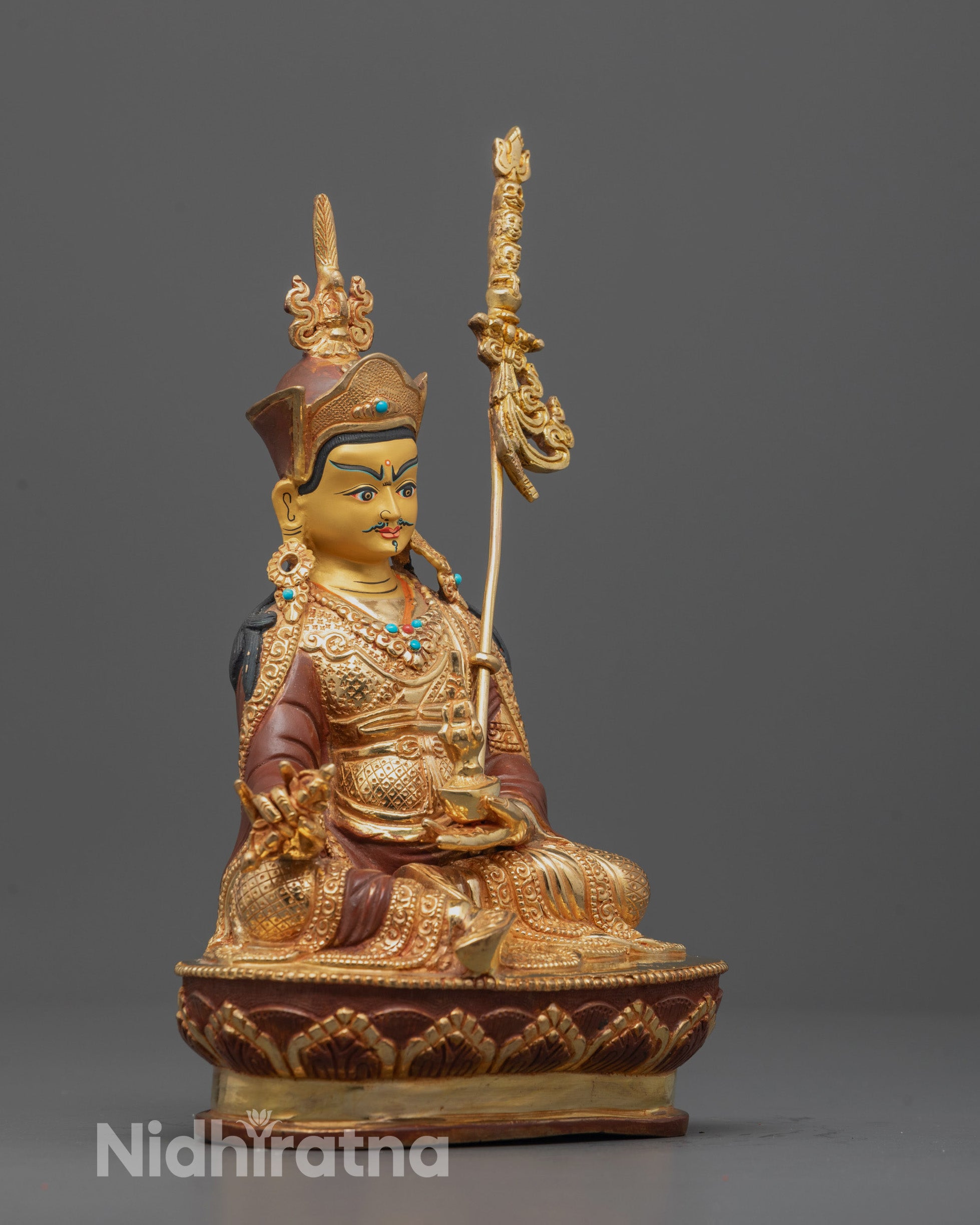 Nepalese Crafted Padmasambhava Sculpture | Himalayan Masterpiece