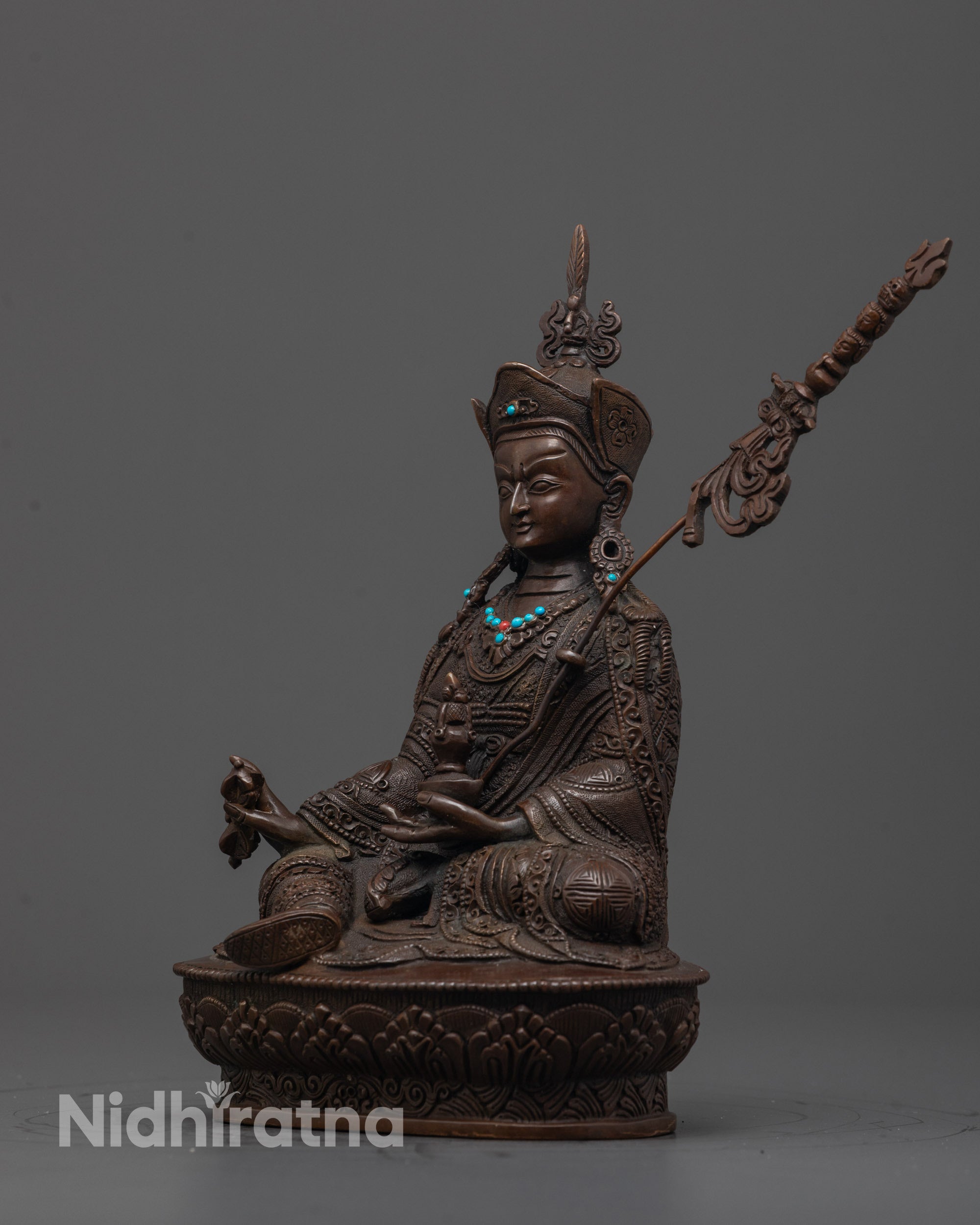 Authentic Oxidized Padmasambhava Statue | Traditional Buddhist Art