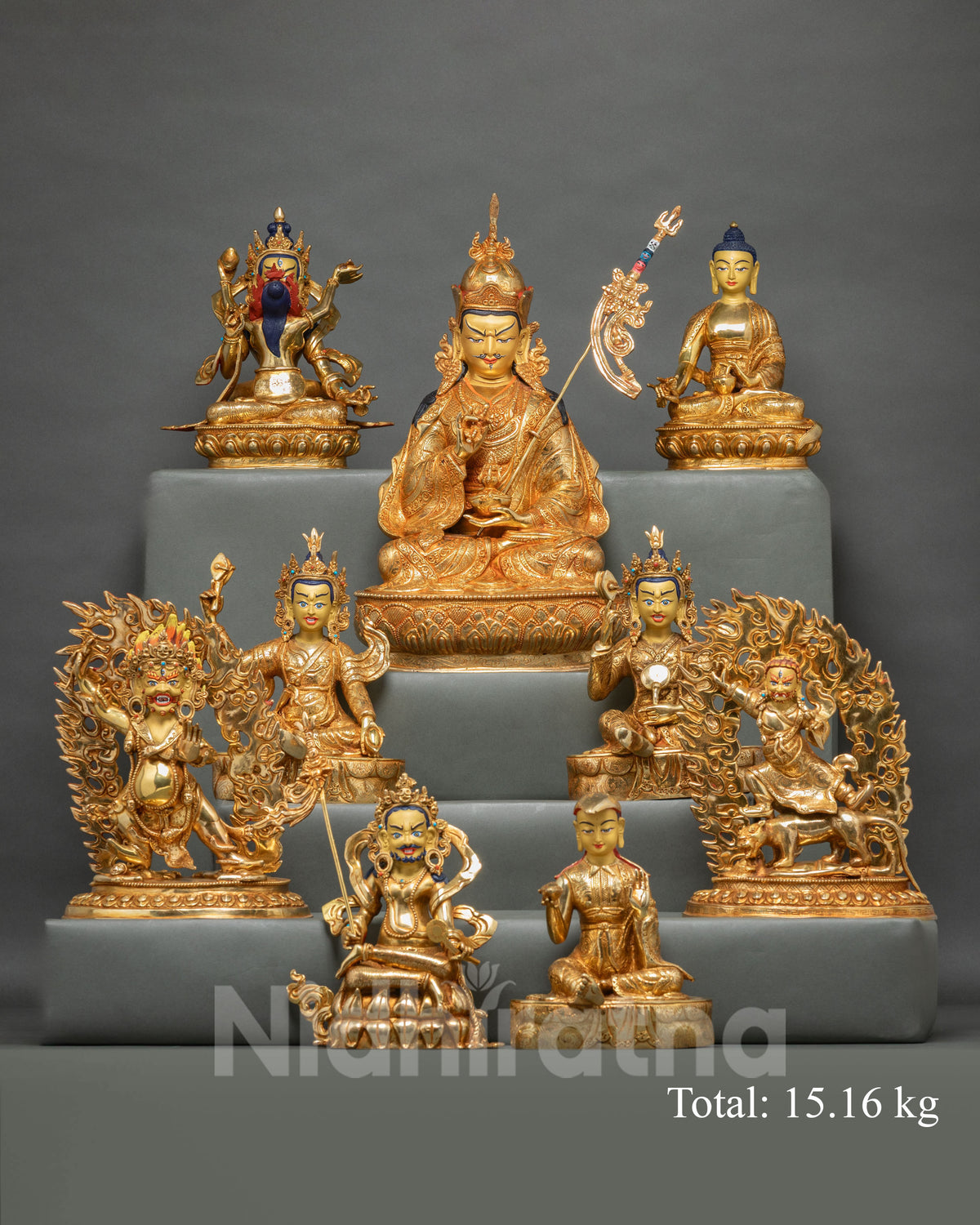 Guru Rinpoche & His Eight Manifestations Statue Set | Handmade In Nepal