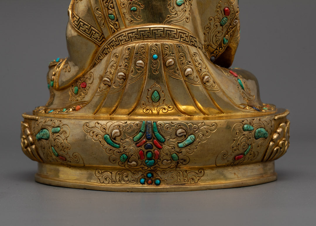 Guru Norla statue revealing the concealed hollow chamber for mantra or relic consecration