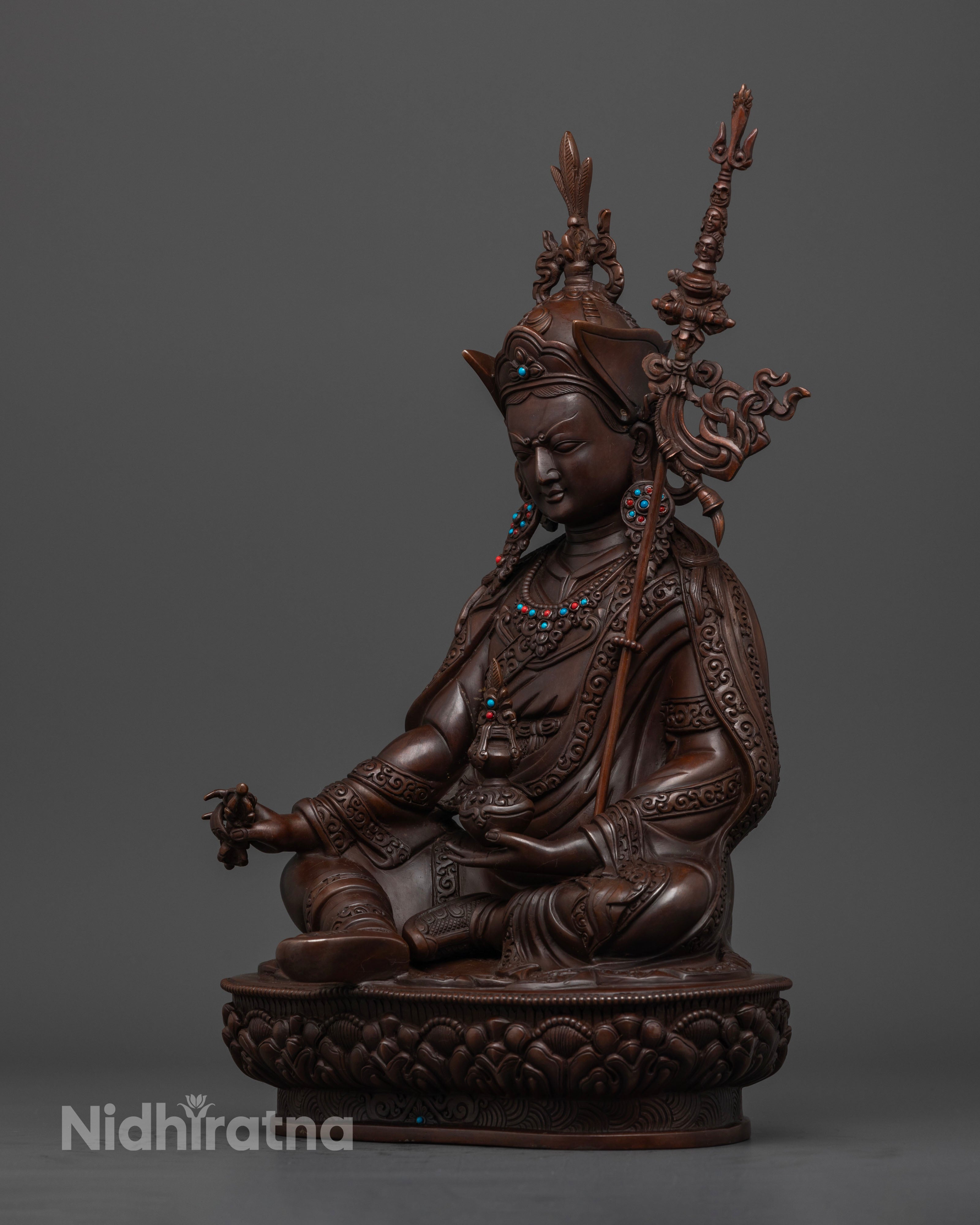 Another side profile of oxidized Guru Rinpoche statue