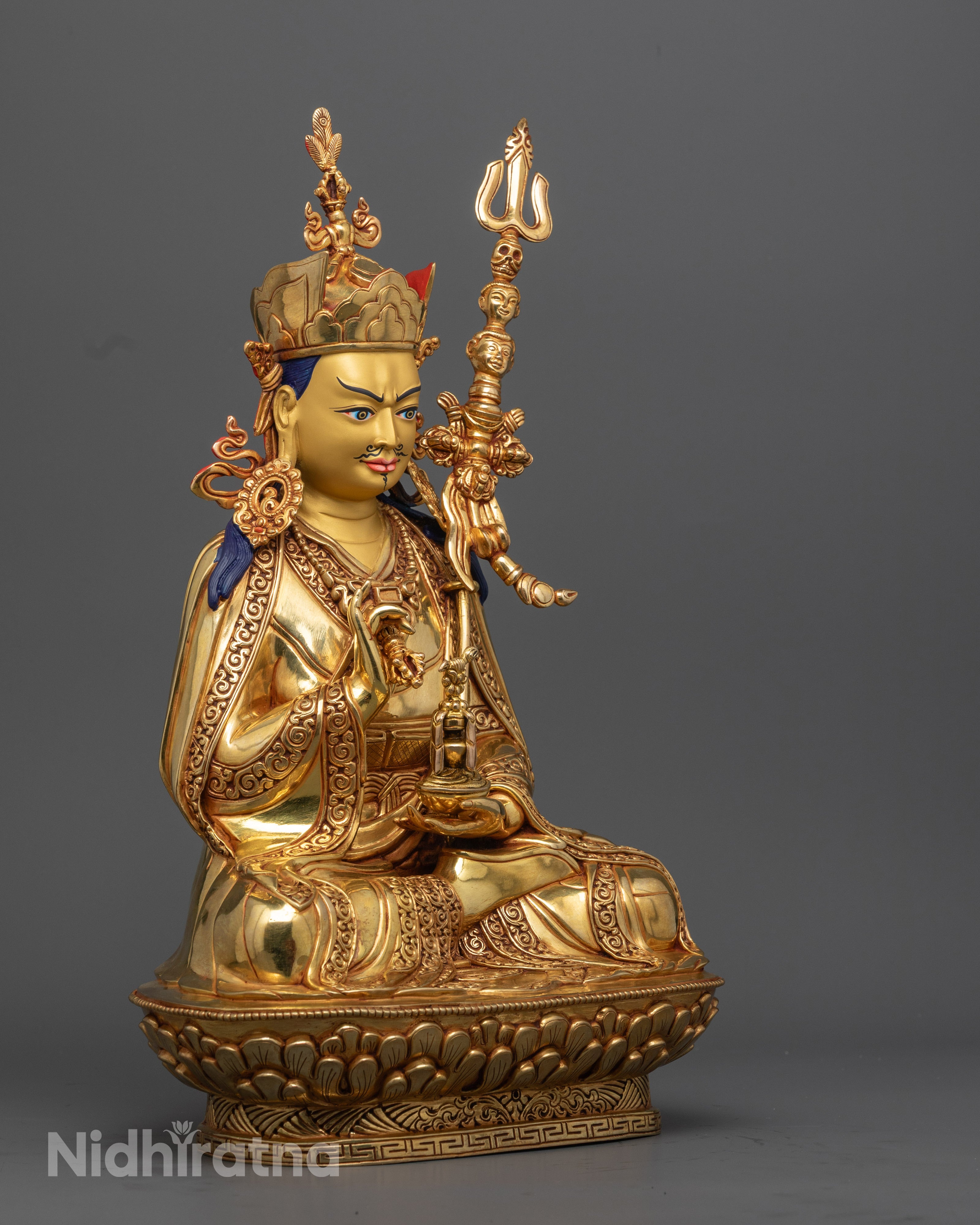 Guru Tsokye Dorje Buddhist Statue – Handcrafted Gold-Plated Sculpture