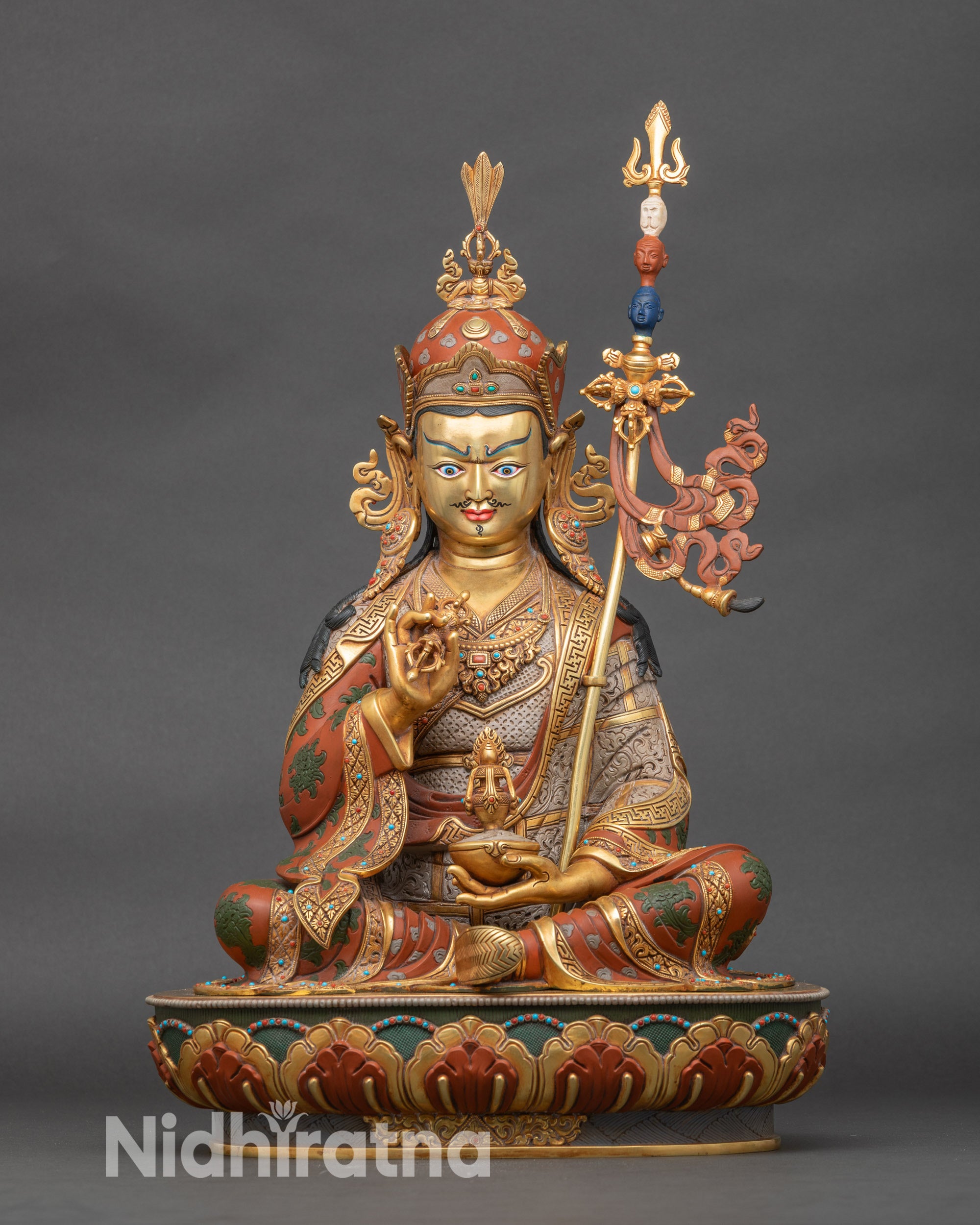Guru Tsokye Dorje statue 24K gold fire-gilded copper artwork Nepal