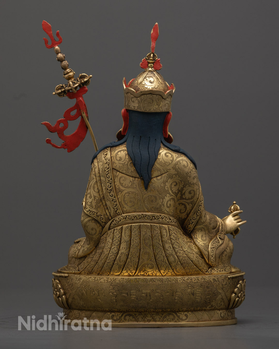 Guru Rinpoche Statue | Exquisite Hand-Carved Gold-Plated Copper