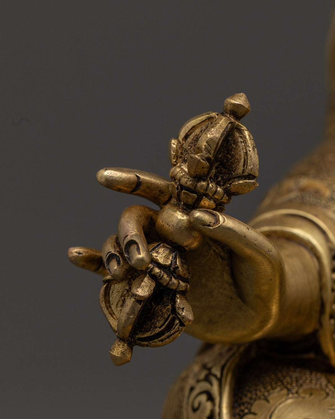 Guru Rinpoche Statue | Exquisite Hand-Carved Gold-Plated Copper