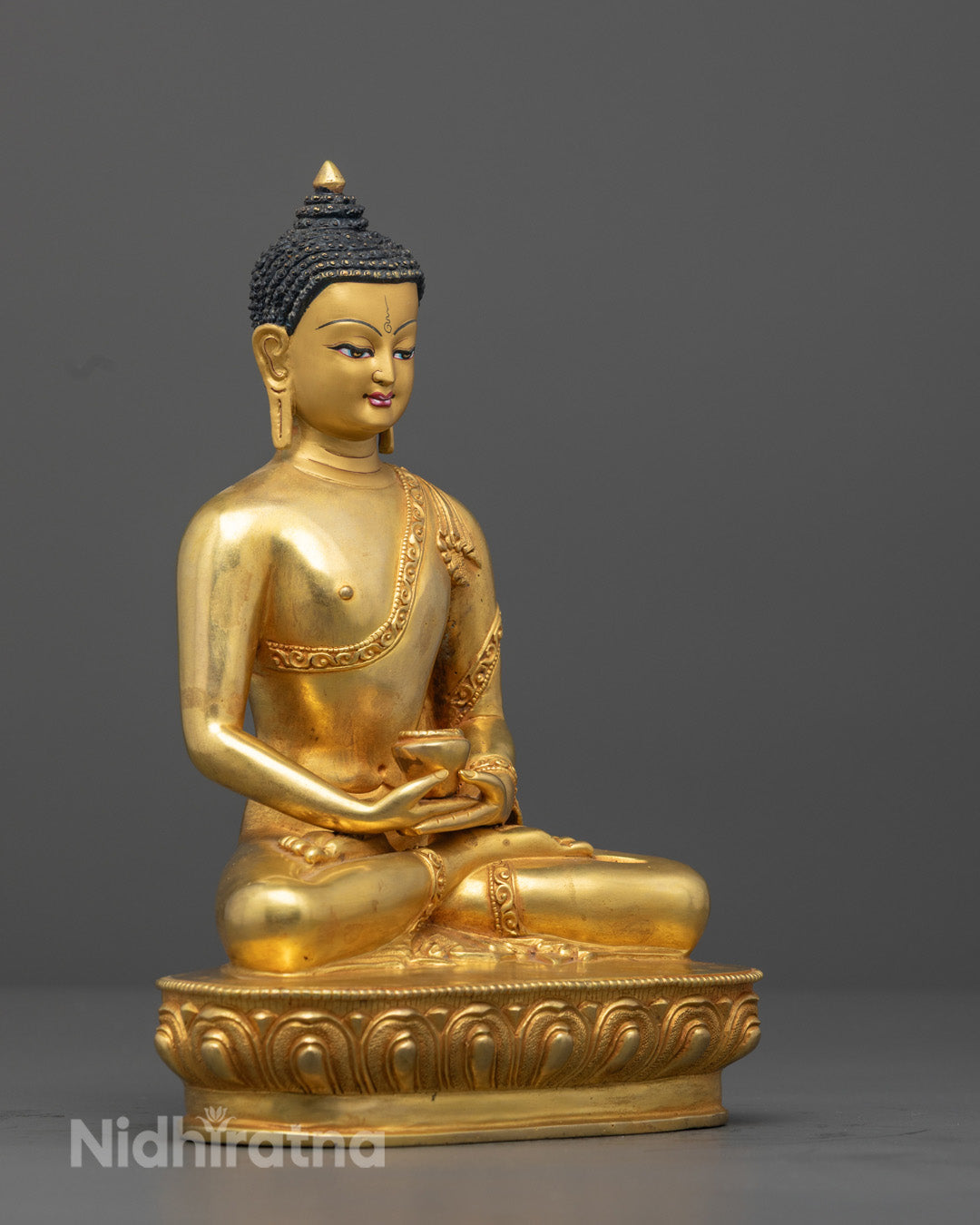 Hand-Carved Amitabha Buddha Statue – Pure Land Blessings, Gold-Gilded Copper