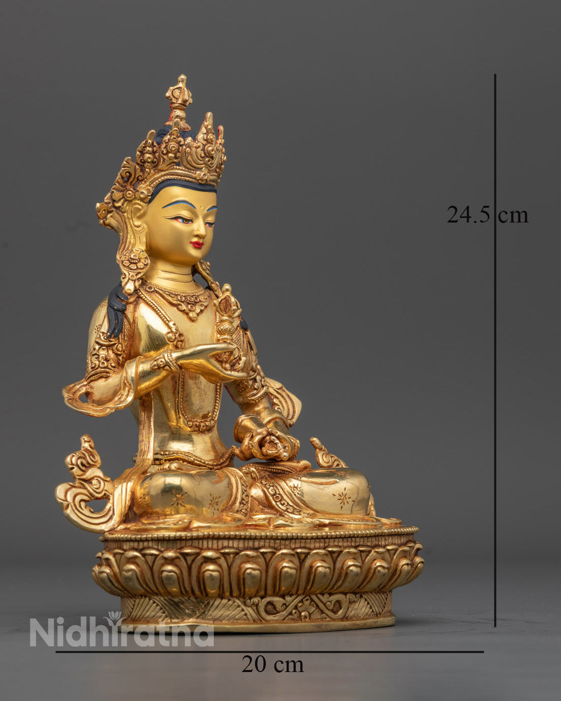 Hand-Carved Vajrasattva Statue | 24k Gold-Gilded Buddhist Deity from Nepal