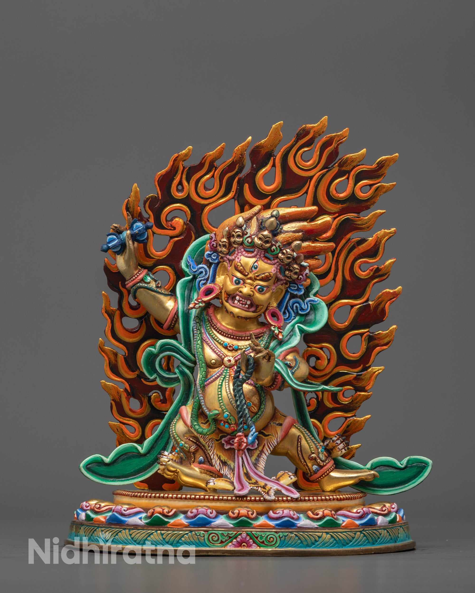 Hand-carved Chana Dorje Statue from Nepal with 24k fire gold gilding