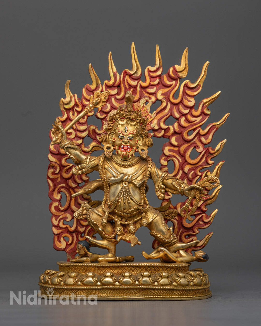 Handcrafted Fierce Hayagriva Statue 25cm tall with wrathful expression and vibrant acrylic colors