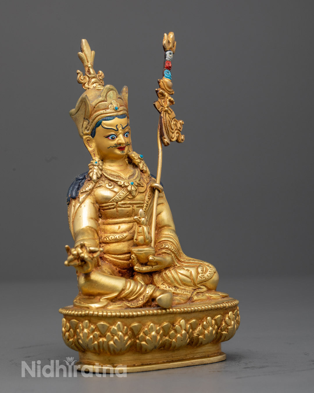 Handcrafted Guru Rinpoche Statue – Tibetan Buddhist Sculpture for Blessings