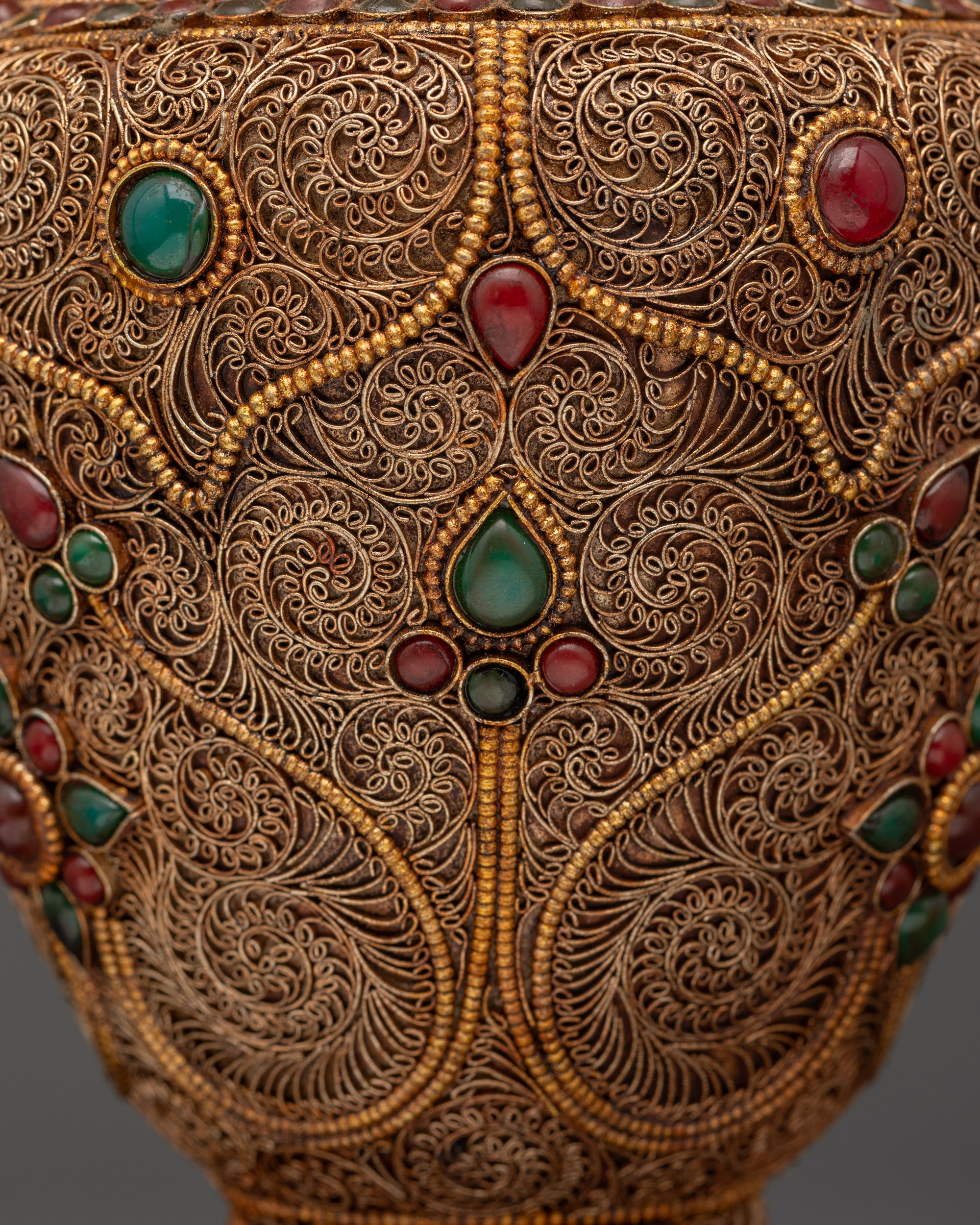 Handcrafted Himalayan ceremonial vase for Buddhist temple and rituals