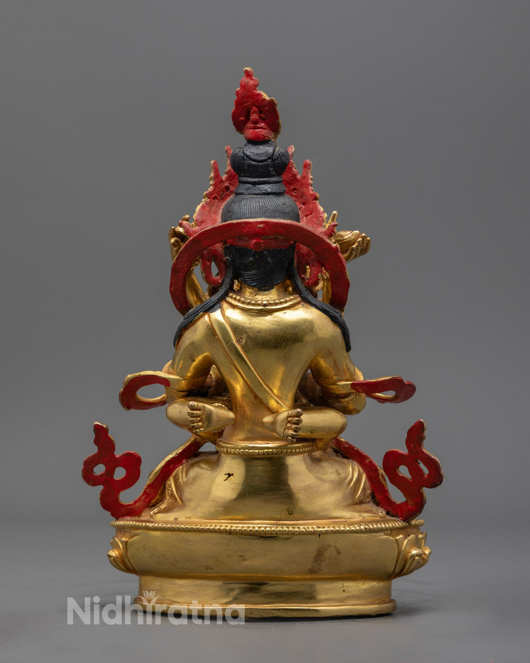 Handcrafted Vajradhara with Consort statue featuring consecration chamber and exquisite Tibetan Buddhist design for home altar or meditation space.