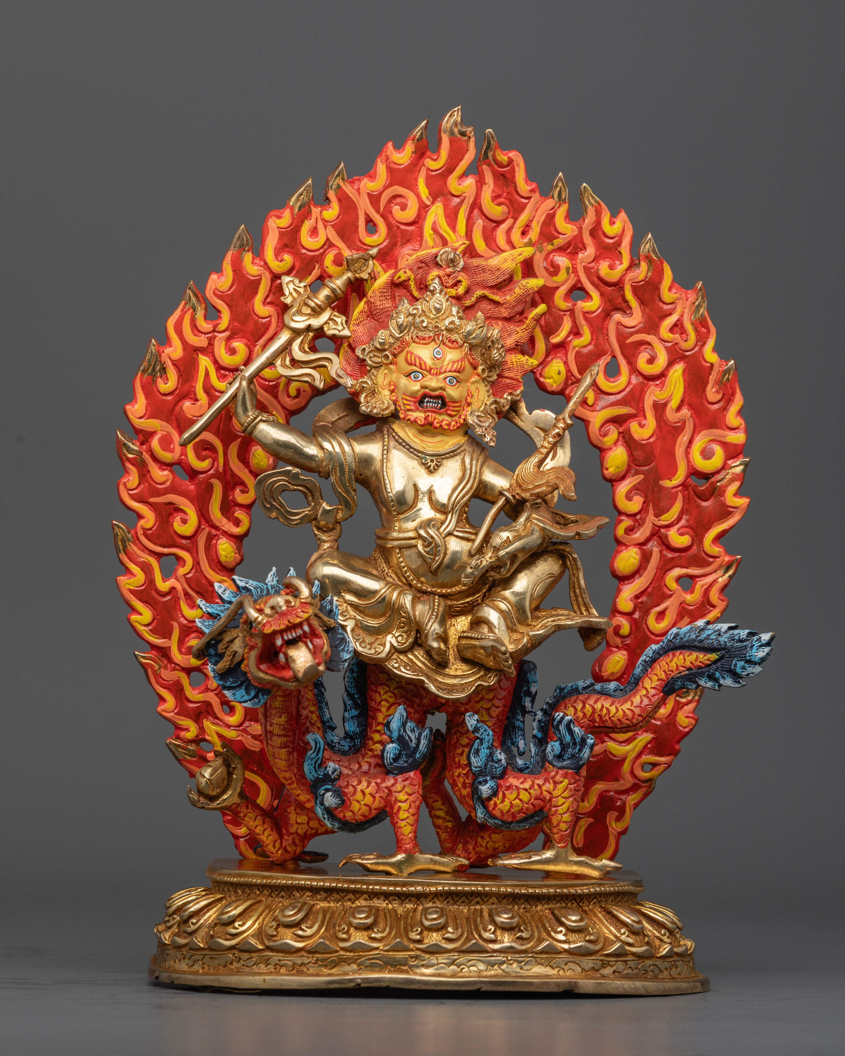Handcrafted White Dzambhala: Bring Prosperity to Your Space|White Dzambhala Statue | 24K Gold Plated Tibetan Artcraft
