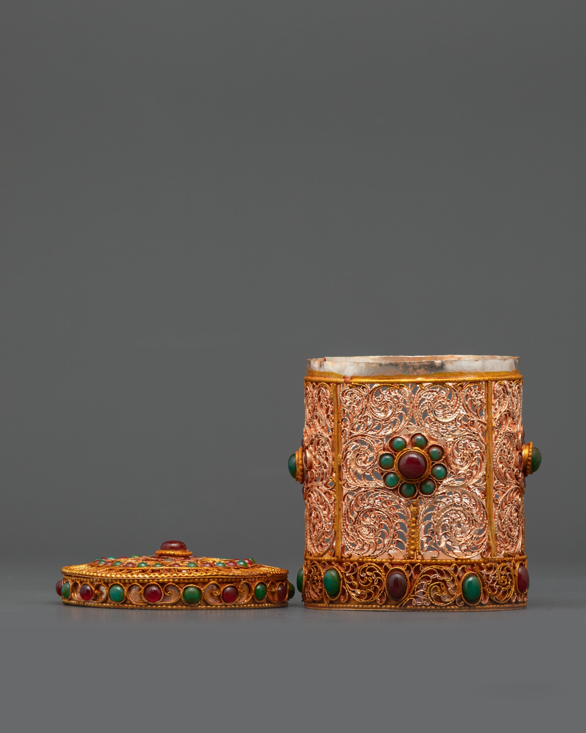 Handcrafted gold copper Jewelry Box for storing valuables and ornaments