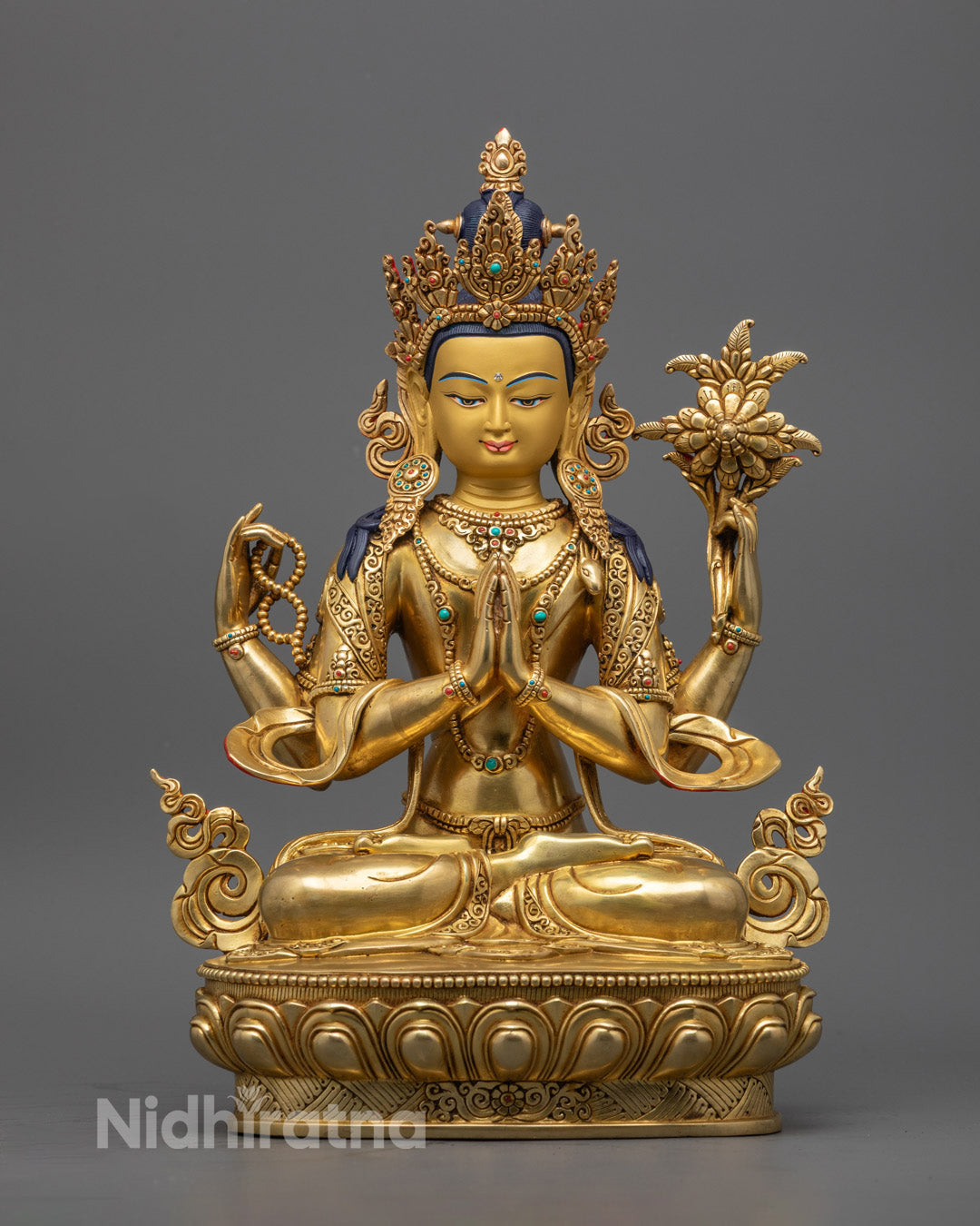 Handmade Chenrezig Sculpture | Traditional Himalayan Craftsmanship