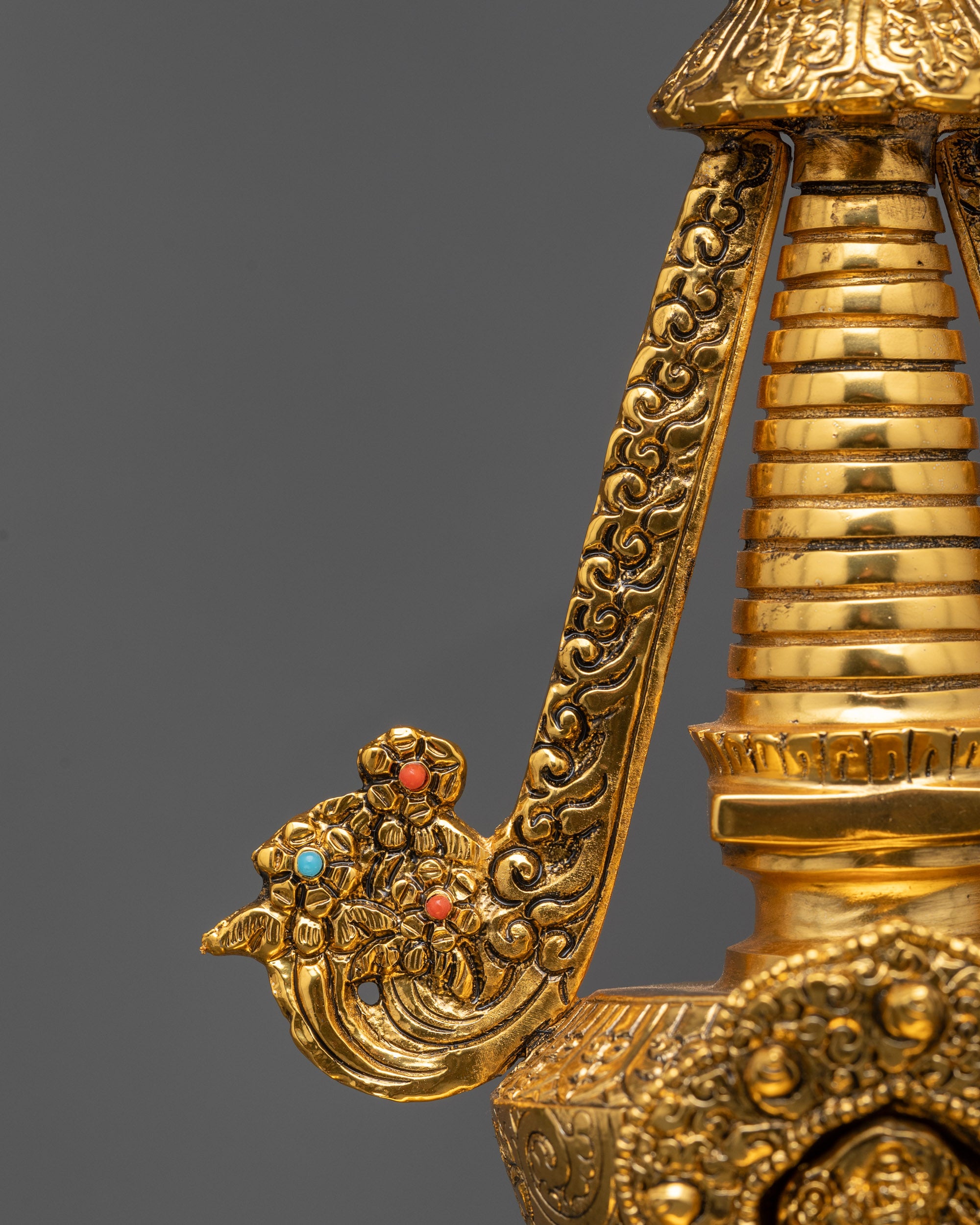 Handmade Himalayan Buddhist Namgyal Stupa back view showing artisan craftsmanship