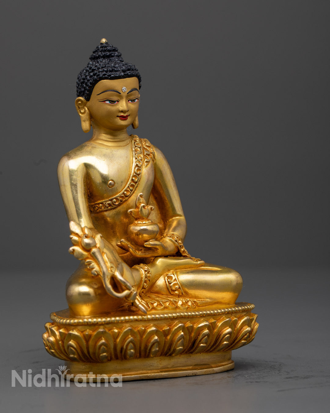 Handmade Medicine Buddha Statue – Gold-Gilded Tibetan Buddha