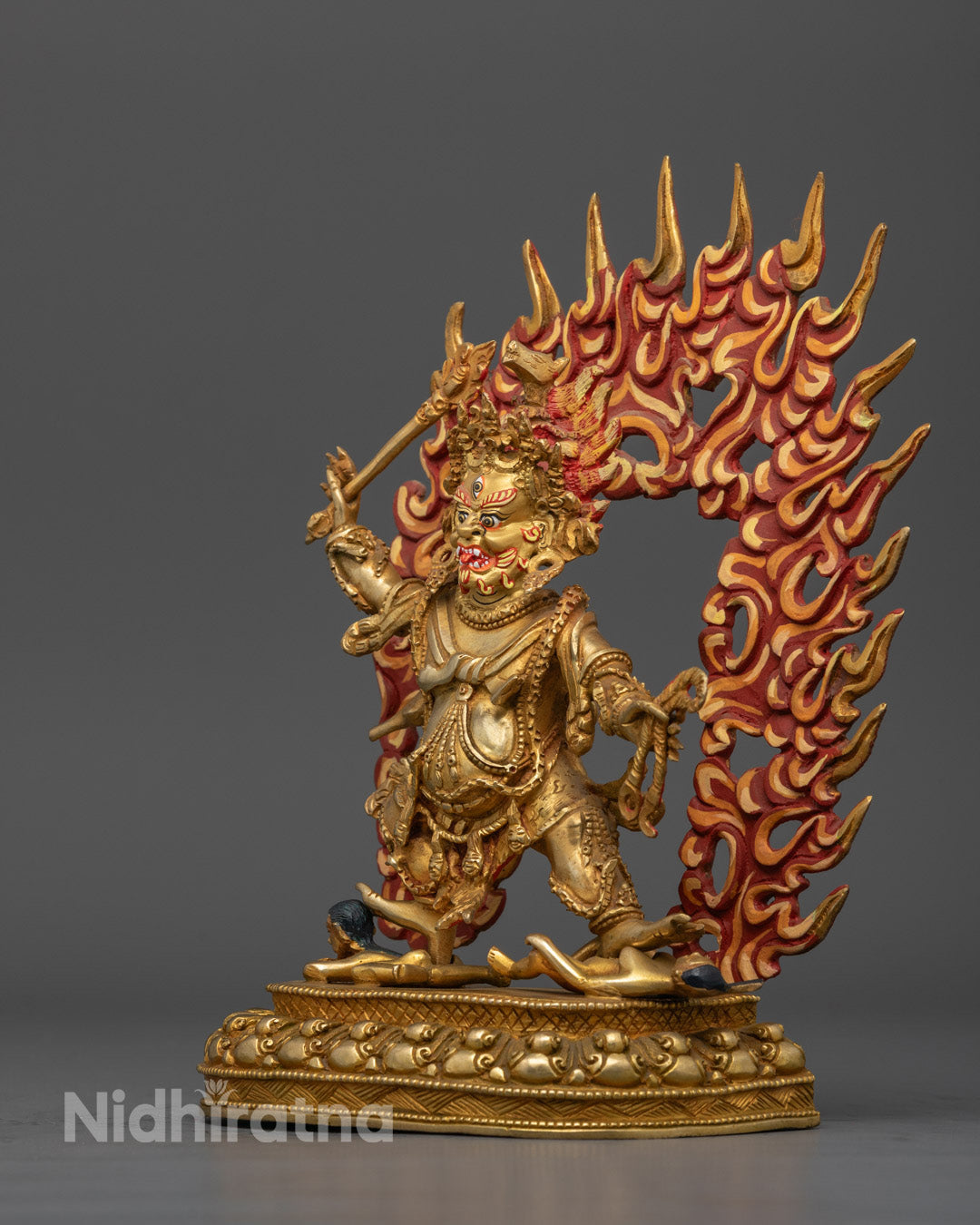 Hayagriva Statue holding double-edged sword with vajra handle and wisdom flame, symbolizing spiritual power