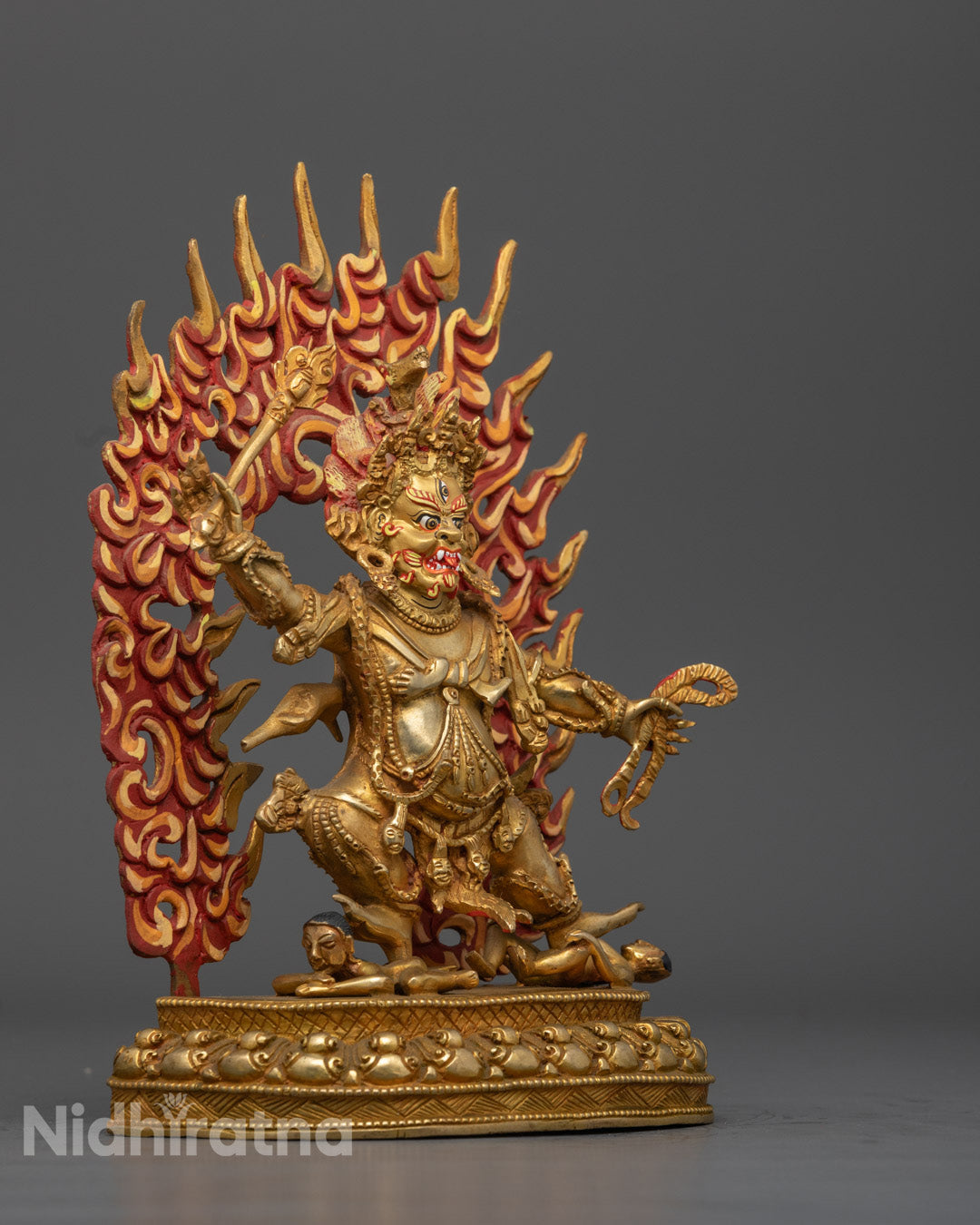 Hayagriva Statue’s detailed Dhoti robe and ornate jewelry, made by Nepalese artisans