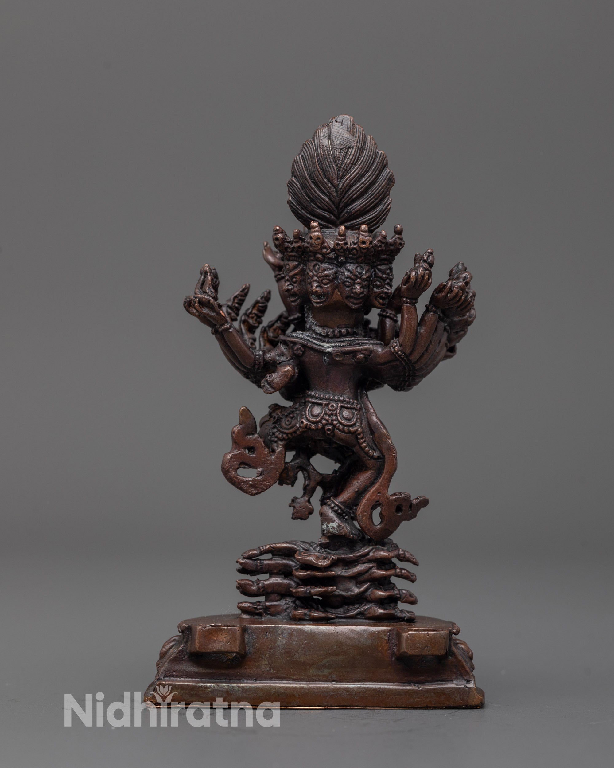 Oxidized Copper Hevajra Statue | Fierce Tantric Protector