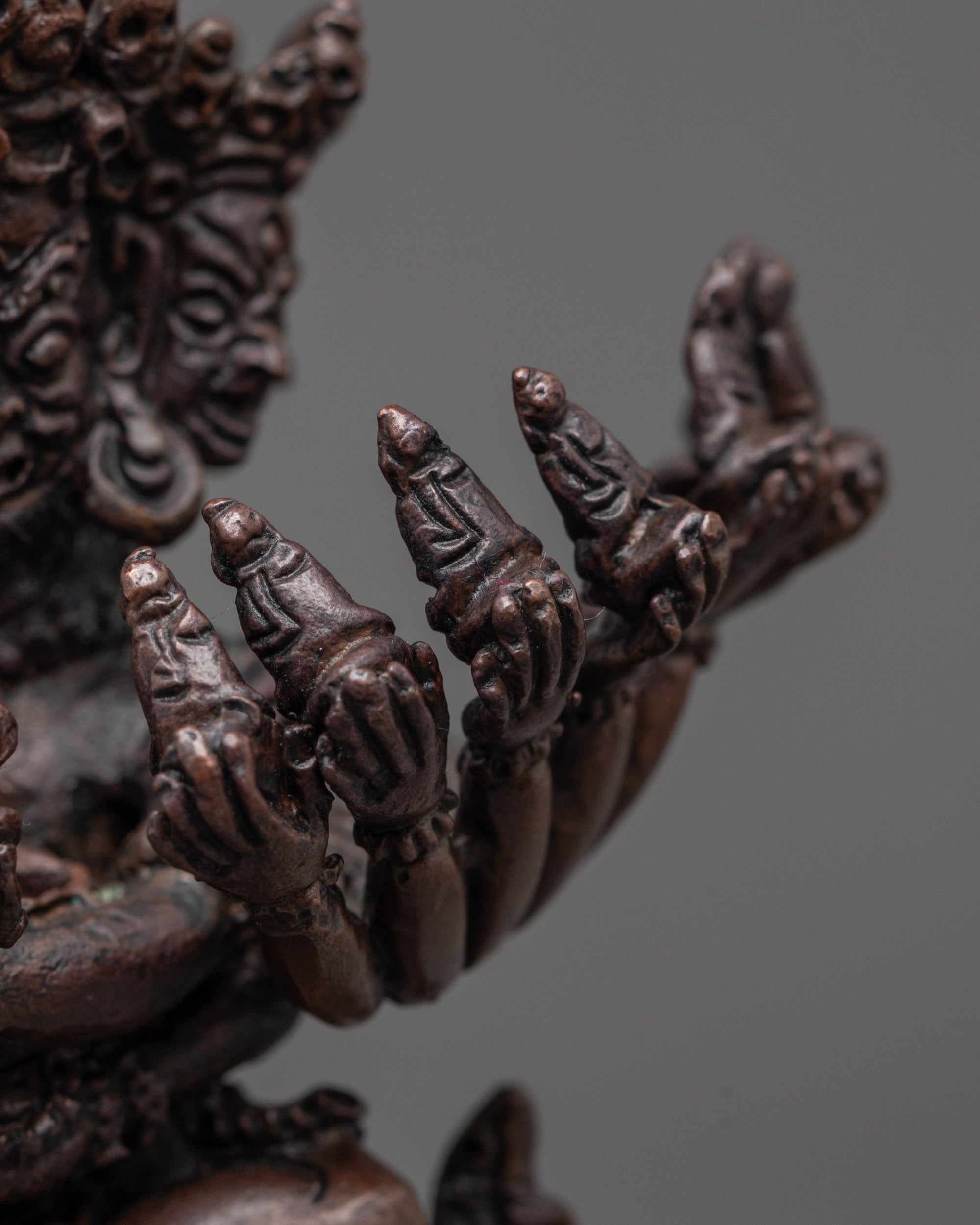 Oxidized Copper Hevajra Statue | Fierce Tantric Protector