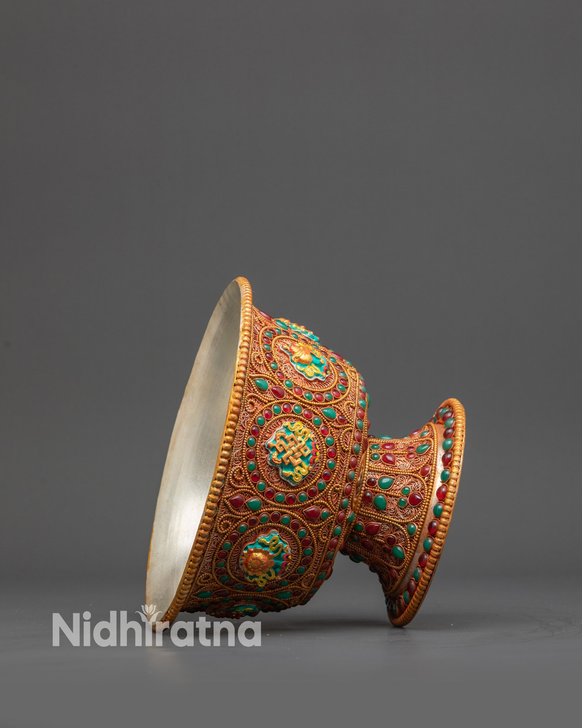 Himalayan Buddhist altar water offering bowls for meditation and ritual use