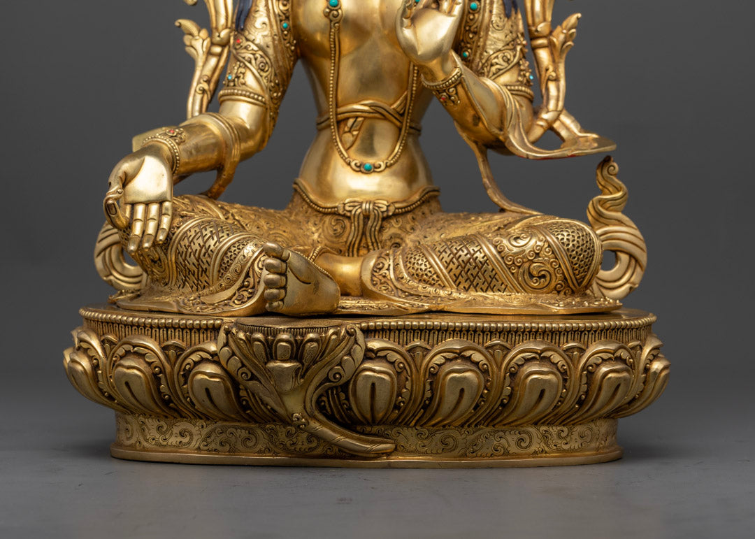 Green Tara Jetsun Dolma Statue | 24K Gold Gilded