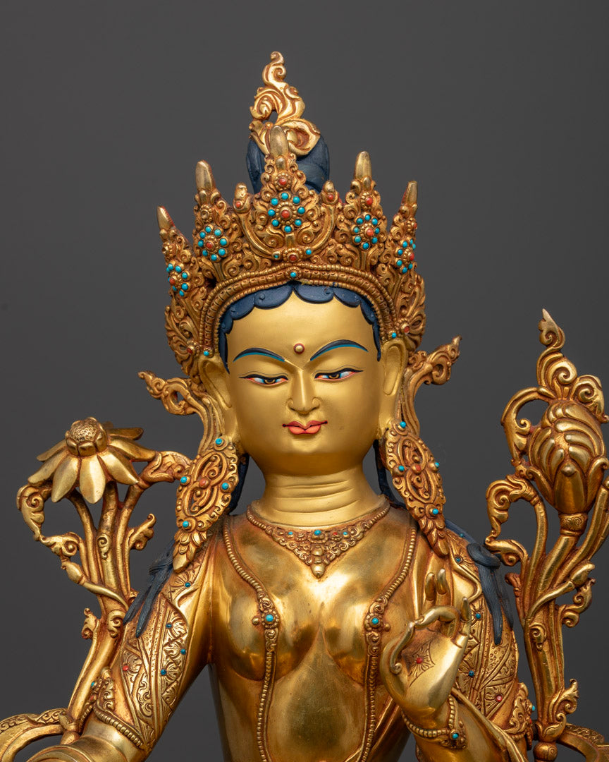 Green Tara Jetsun Dolma Statue | Handcrafted Symbol of Compassion and Protection